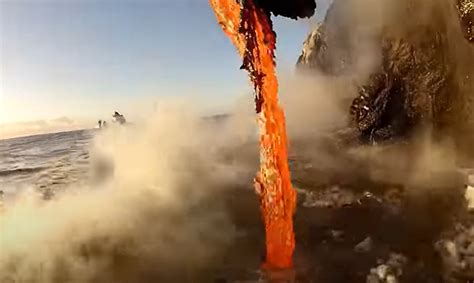 Rare Video Of Lava Hitting The Ocean