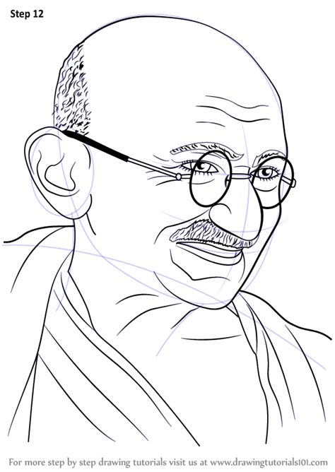 Gandhi Mahatma Drawing Gandhiji Coloring Pages Drawings Printable Pencil India Sheet Board