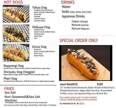 Tokyo Dog Menu Menu For Tokyo Dog Downtown Seattle Urbanspoonzomato