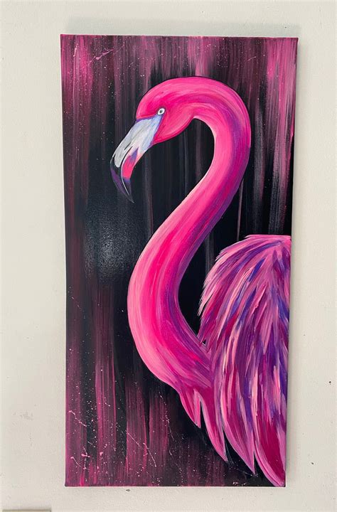 Neon Flamingo Painting In 2021 Diy Art Painting Diy Canvas Art