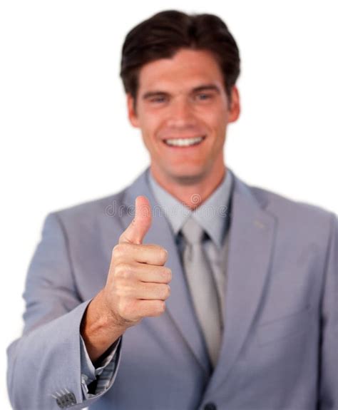 Smiling Businessman With Thumb Up Stock Photo Image Of Satisfaction
