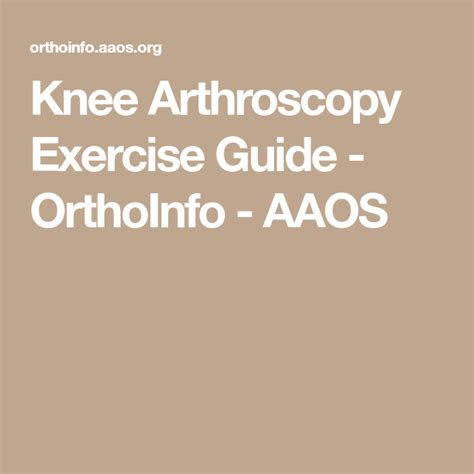 Knee Arthroscopy Exercise Guide Orthoinfo Aaos Knee Arthroscopy