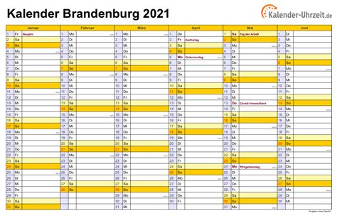 Wandkalender für 2021 in a4 zum selberausdrucken. Feiertage 2021 Brandenburg + Kalender