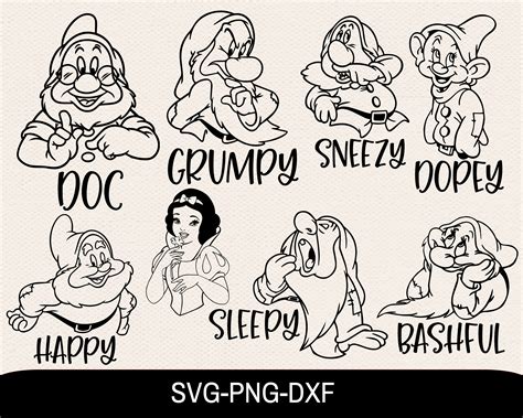 Disney Seven Dwarfs Svg Snow White Svg Seven Dwarfs Q