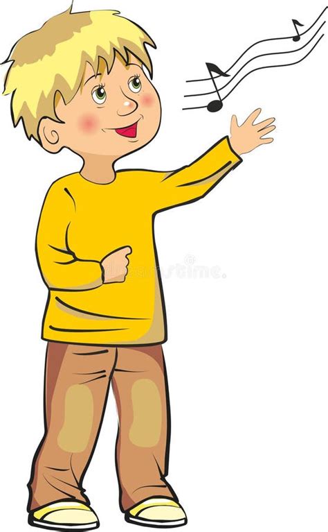 Cheerful Boy Sings Song Stock Vector Illustration Of Portrait 91723309