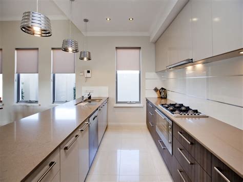 Modern Galley Kitchen Design Using Polished Concrete