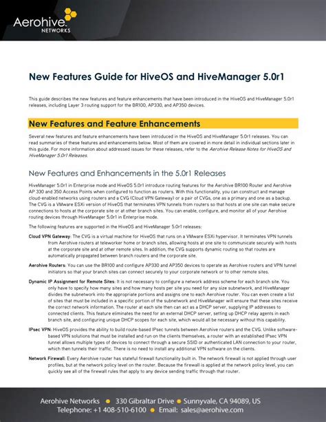 PDF New Features Guide For HiveOS And HiveManager 5 HiveManager 5