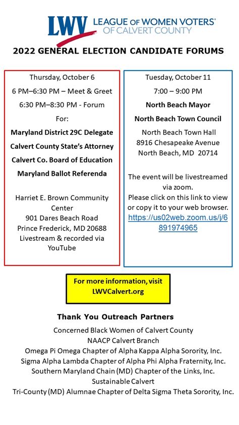 Candidate Forums 2022 Calvert