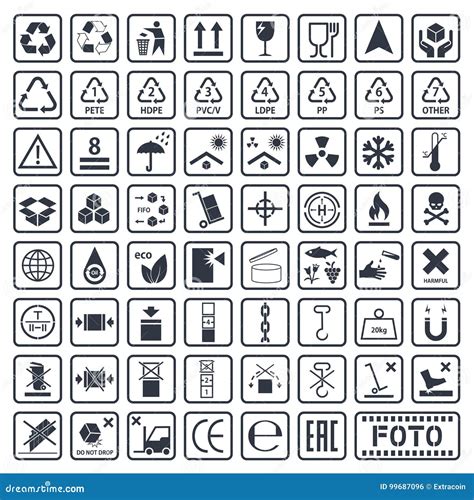 Set Packaging Symbols Stock Illustrations 3742 Set Packaging Symbols