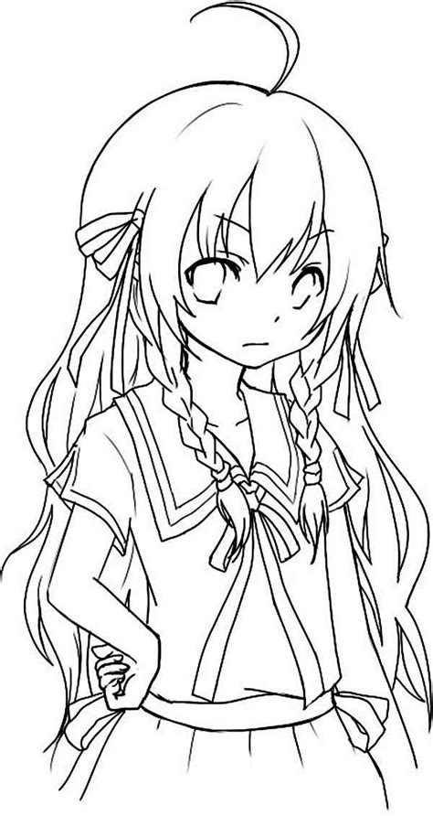Coloring Pages Anime Cute Anime Girl Coloring Page Free Printable