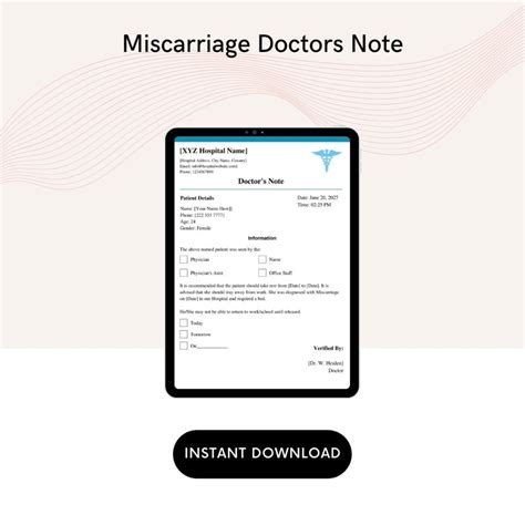 Miscarriage Doctors Note Template Printable In Pdf And Word