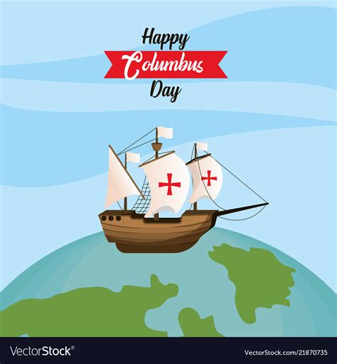 Happy Columbus Day Card Royalty Free Vector Image