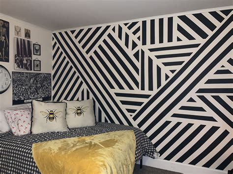 Black And White Geometric Bedroom Wall Paint Bedroom Wall Designs