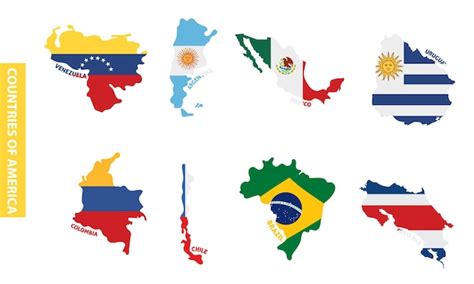 Premium Vector Set Of Colored Latin American Country Maps With Its