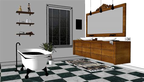 SKETCHUP TEXTURE: Free 3d model elegant bathroom #3 vray visopt and