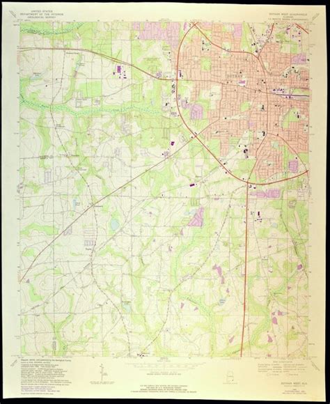 Dothan Map Of Dothan Alabama Art Print Wall Decor Large Topographic