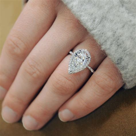 One Spectacular Pear Shape Diamond Halo Engagement Ring By Ascot