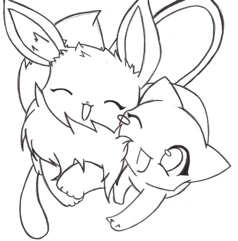 These pokemon coloring pages to print are suitable for kids between 4 and 9 years of age. kawaii pictures: Eevee and mew