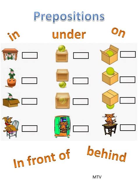 Prepositions In On Under Behind In Front Of Worksheet Primary