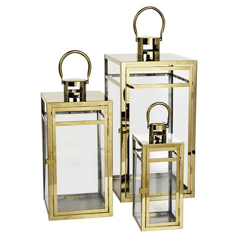 Set Of 3 Missouri Lanterns In Gold Metal Lanterns Sale Design