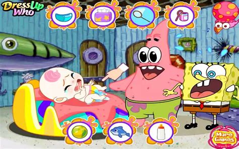 Spongebob And Patrick Babysit Funny Baby Care Games For Kids Vidéo
