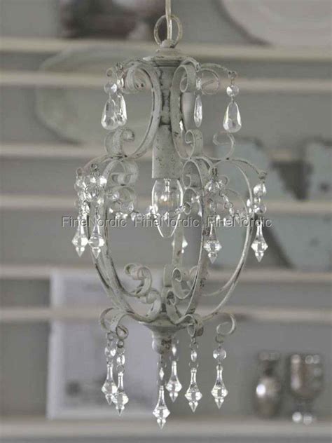 chic antique chandelier  prisms antique white small