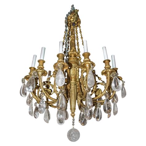 Late 19th Century French Gilt Bronze And Crystal Twelve Light