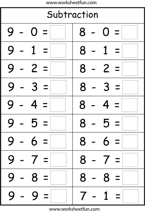 Subtraction 4 Worksheets Kindergarten Addition Worksheets