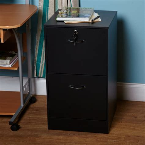 Wilson 2 Drawer Vertical Wood Lockable Filing Cabinet Black Walmart