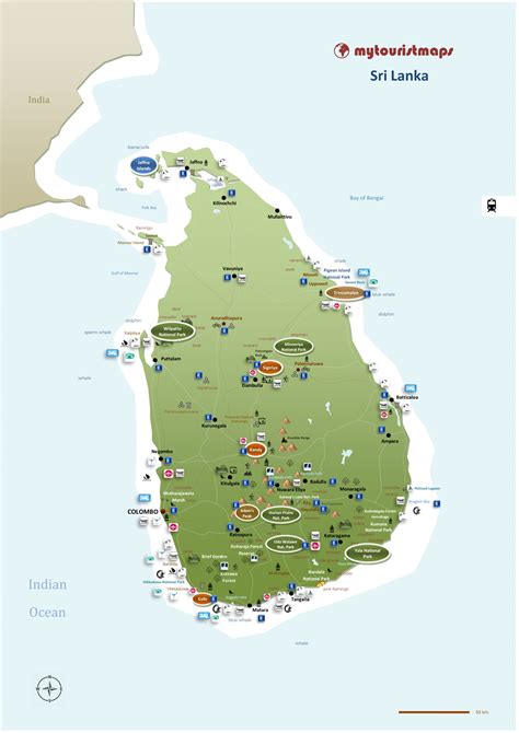 Sri Lanka Tourist Map Tourist Places In Sri Lanka Map Southern Asia