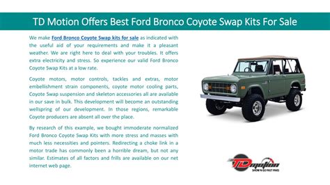 Ppt Td Motion Offers Best Ford Bronco Coyote Swap Kits For Sale