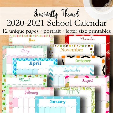 Calendars With Colorful Designs On Them Sitting Next To A Cup Of Coffee