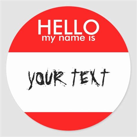 Hello My Name Is Red Classic Round Sticker Zazzle Stickers Custom Hello My Name Is