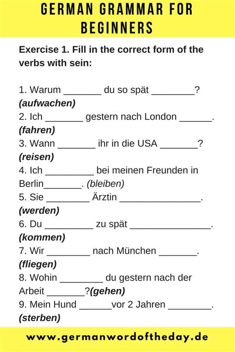 German For Beginners German Language Printable German Downloads German Worksheet Bas