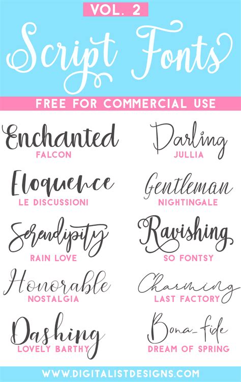 Free Script Fonts For Commercial Use Vol 2 Digitalistdesigns Best