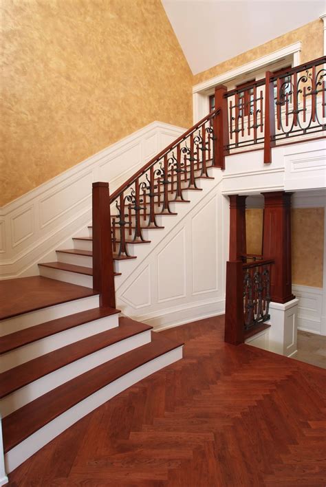 Custom Mahogany Staircase With Cherry Stair Treads And Solid Cherry