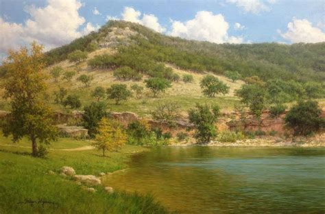 Realistic Texas Landscape Oil Painting With Lake By William Hagerman