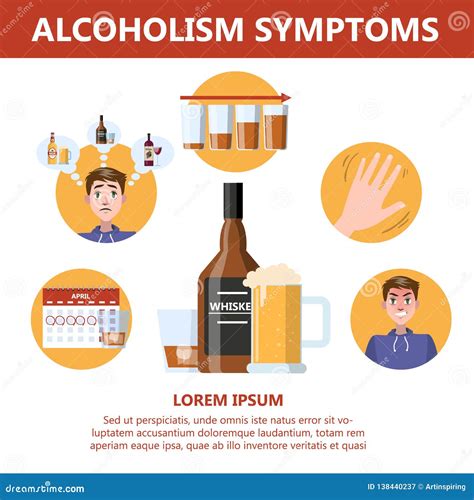 Alcohol Addiction Symptoms Danger From Alcoholism Infographic Stock Vector Illustration Of