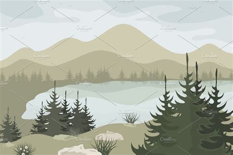 River Mountain2 Pre Designed Illustrator Graphics Creative Market