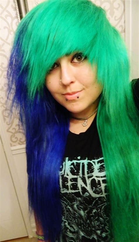 Splat Half Neon Green And The Other Half Blue Envy ‎iheartsplathaircolor‬ Blue Hair