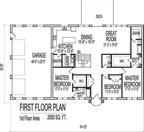 2000 Sq Ft One Story House Plans 5 Pictures Easyhomeplan