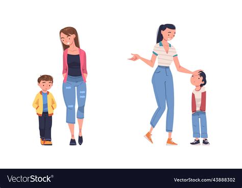 mother talking and speaking to her son answering vector image