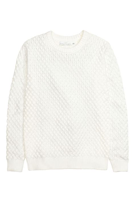 Textured Knit Sweater White Sale Handm Us
