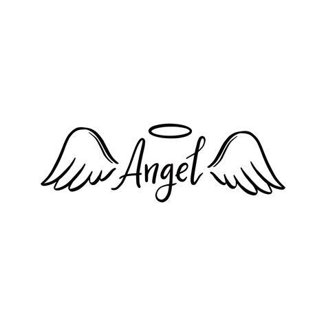 Angel Wing With Halo And Angel Lettering Text 5298782 Vector Art At