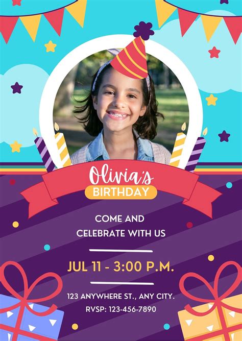 Kids Birthday Invitation Template Printable Kids Birthday Invitation