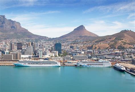 Aerial Photo Of Cruise Ships At Cape Town Cruise Terminal With Table