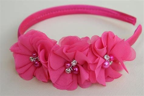 Hot Pink Headband Flower Girl Headband Hot Pink Wedding Pink