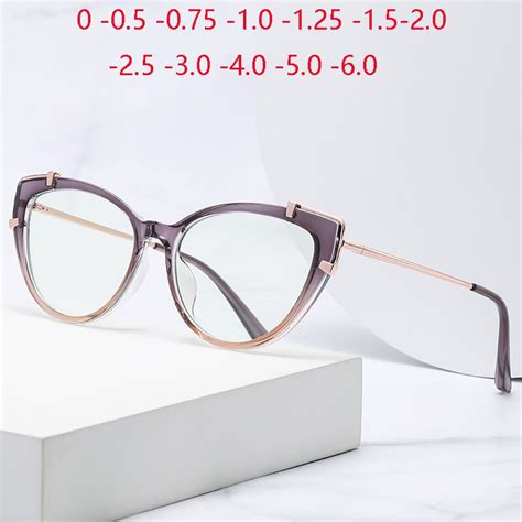 blue light blocking cat eye prescription glasses for the nearsighted fashion women myopia