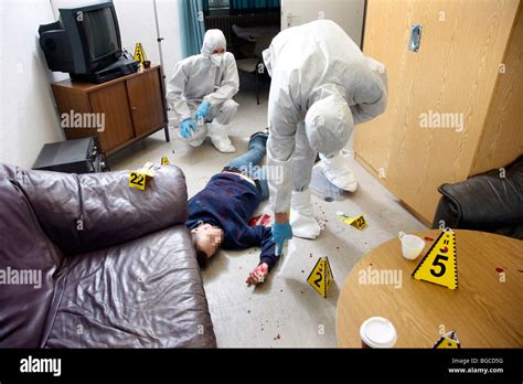 Crime scene investigation, forensic people at a murder scene. Police