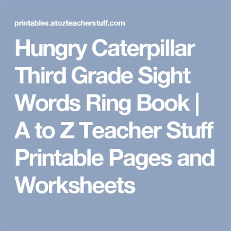 Hungry Caterpillar Third Grade Sight Words Ring Book A To Z Teacher